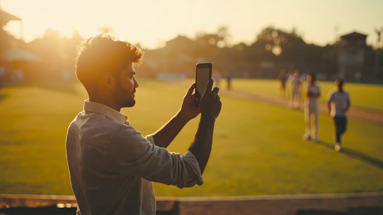 A cricket training session at practice nets in soft daylight